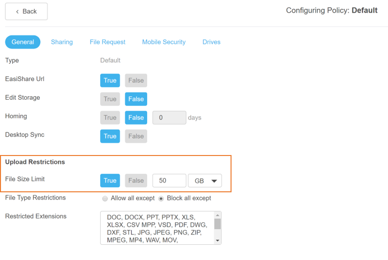 What is the maximum file size that I can upload in EasiShare Web Portal